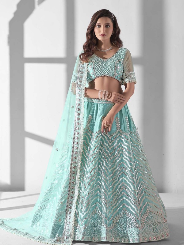 Sky Blue Premium Net Lehenga Choli